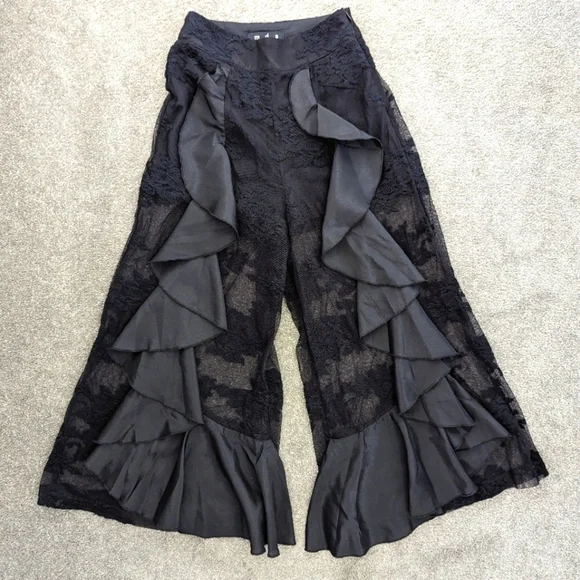 Women's Lace & Ruffle See Through Pants Size XSmall Y2K Whimsigoth Goth - Picture 1 of 10